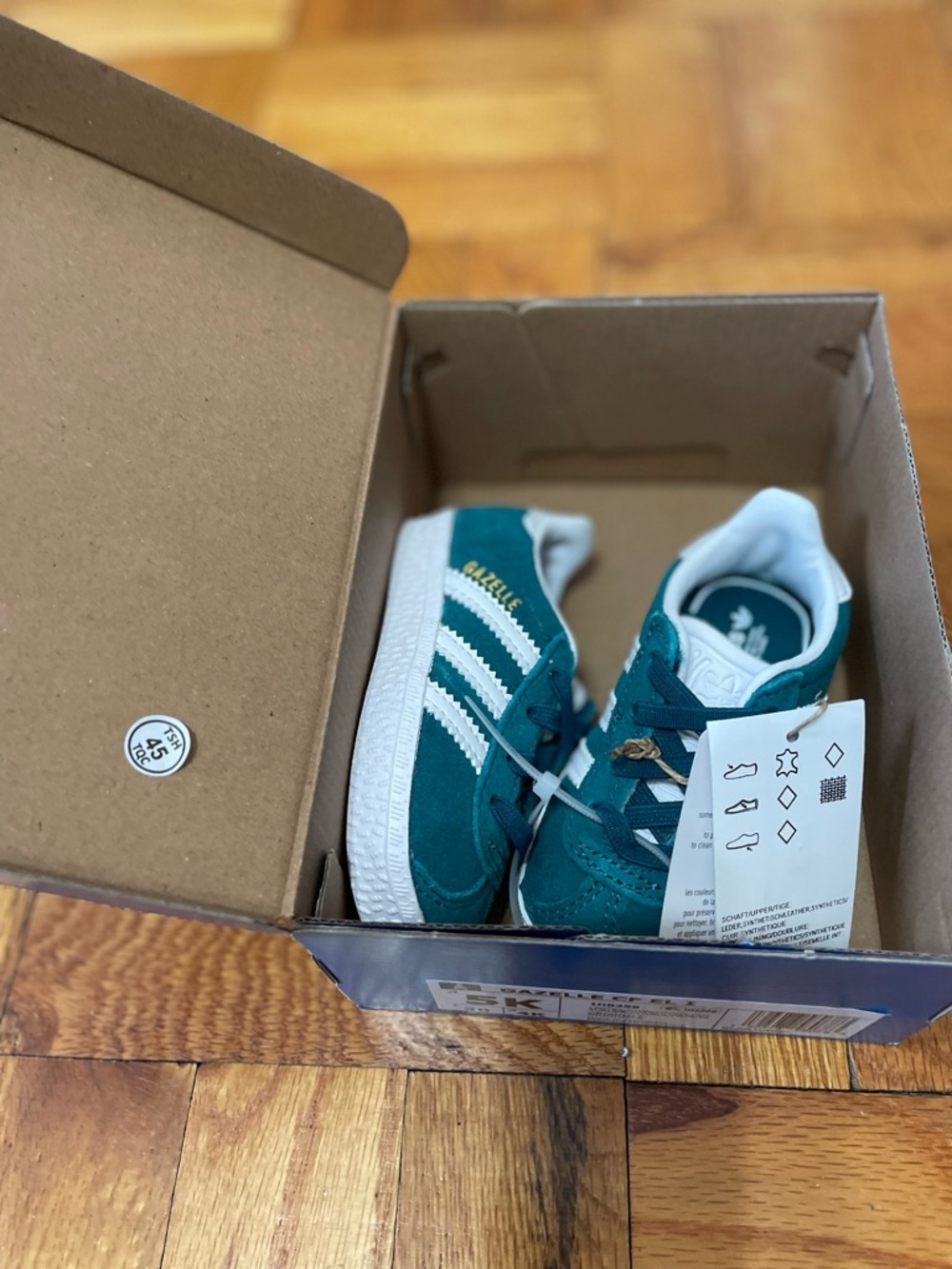 adidas Baby Gazelle Suede Sneakers - Teal & White - Picture 3 of 3